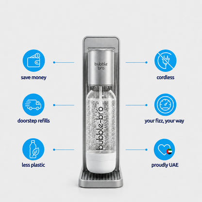 bubble-bro Origin sparkling water maker in black - save money, cordless, doorstep CO2 refills, less plastic, proudly UAE-made 